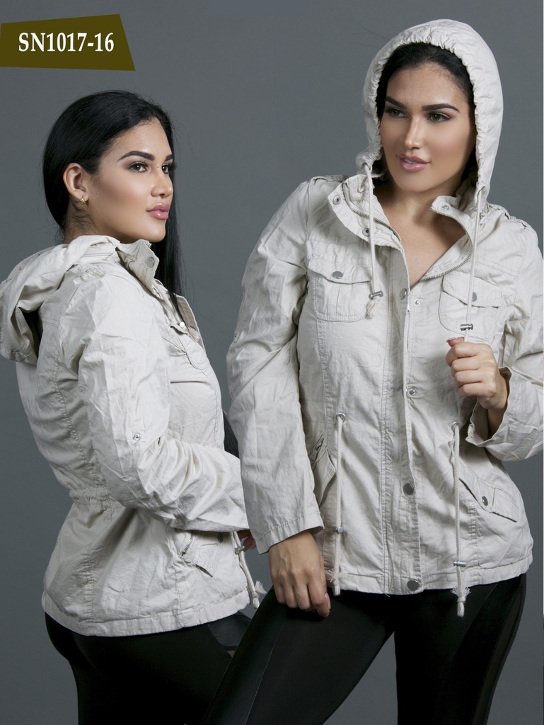 [256SN101716L] Women's Light Gray Hooded Anorak Jacket SN1017-16