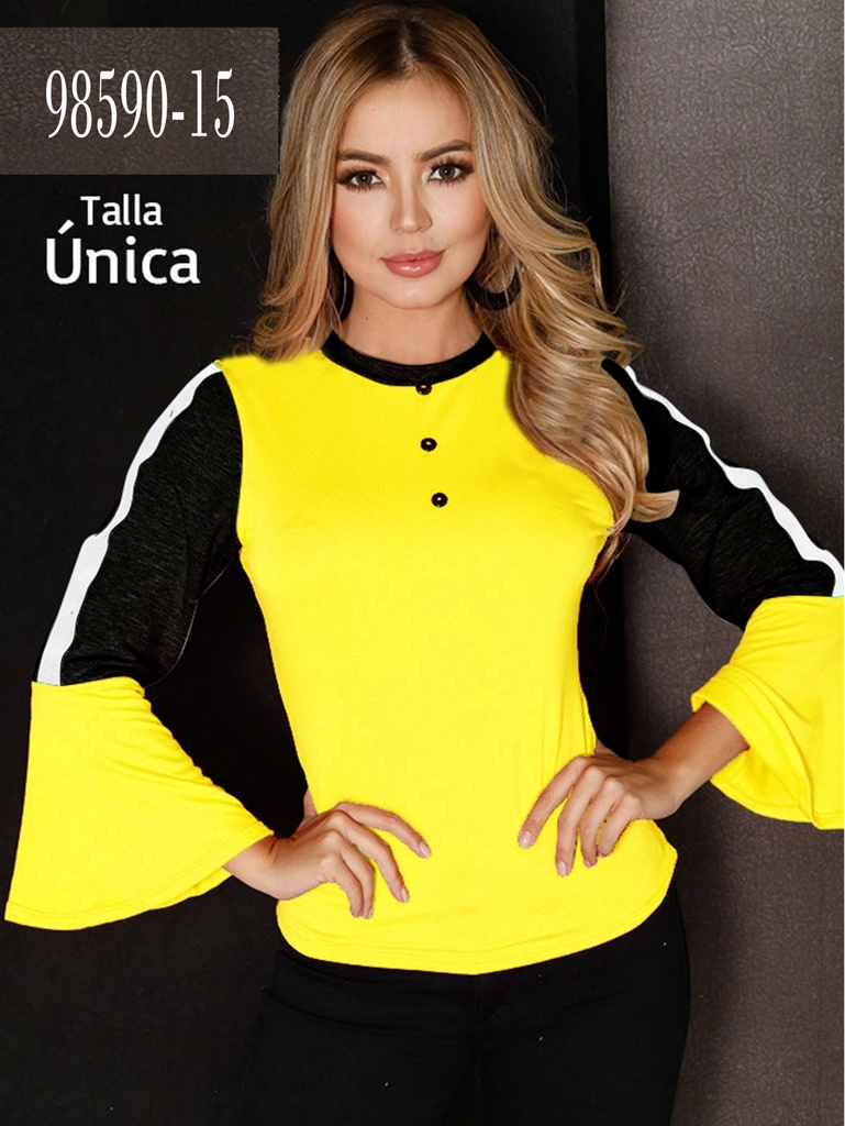 Blusa Mangas Campana Amarillo para Mujer 98590-15