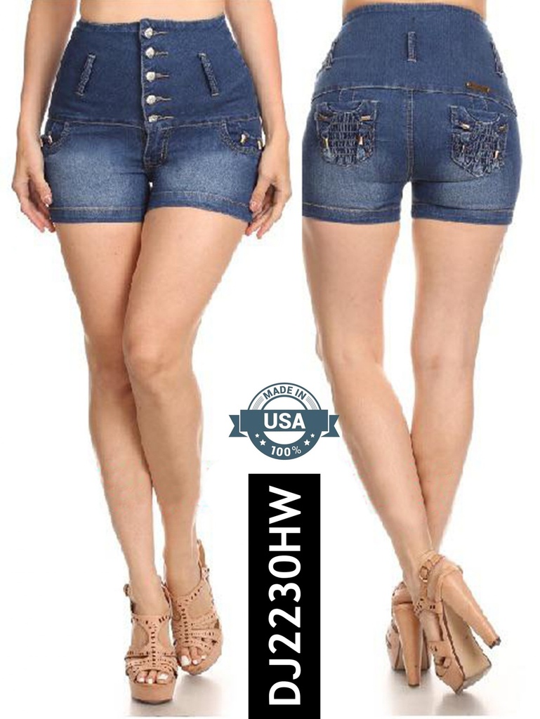 Women's Dark Wash High Waist Denim Shorts DJ2230HW