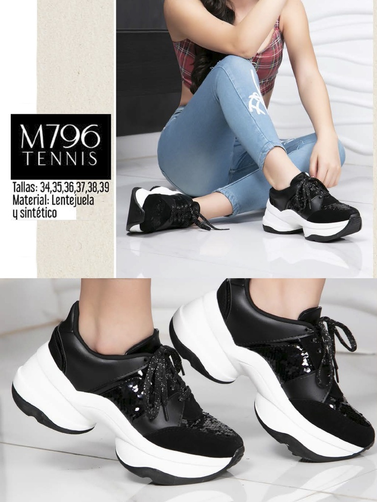 [28179606] Women's Black & White Chunky Platform Sneakers M796