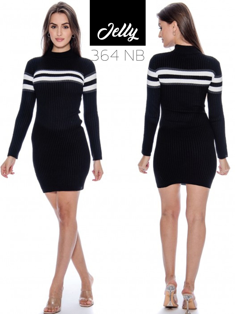 Women's Black Turtleneck Sweater Bodycon Dress 364-NB