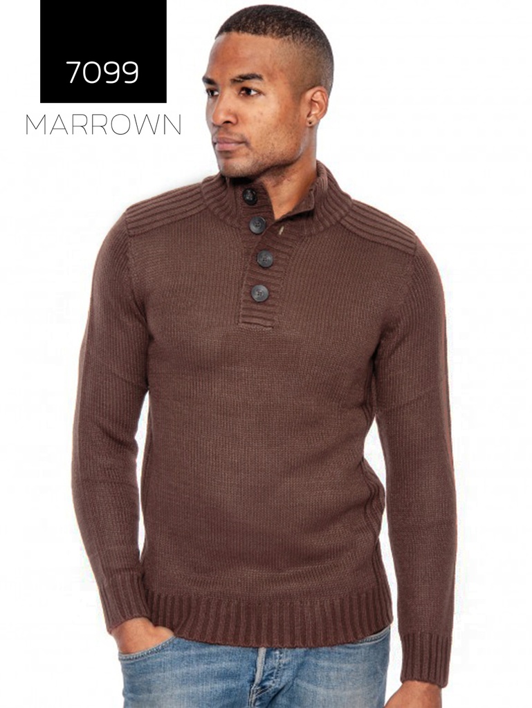 Men's Brown Knit Button-Collar Sweater – L.A
