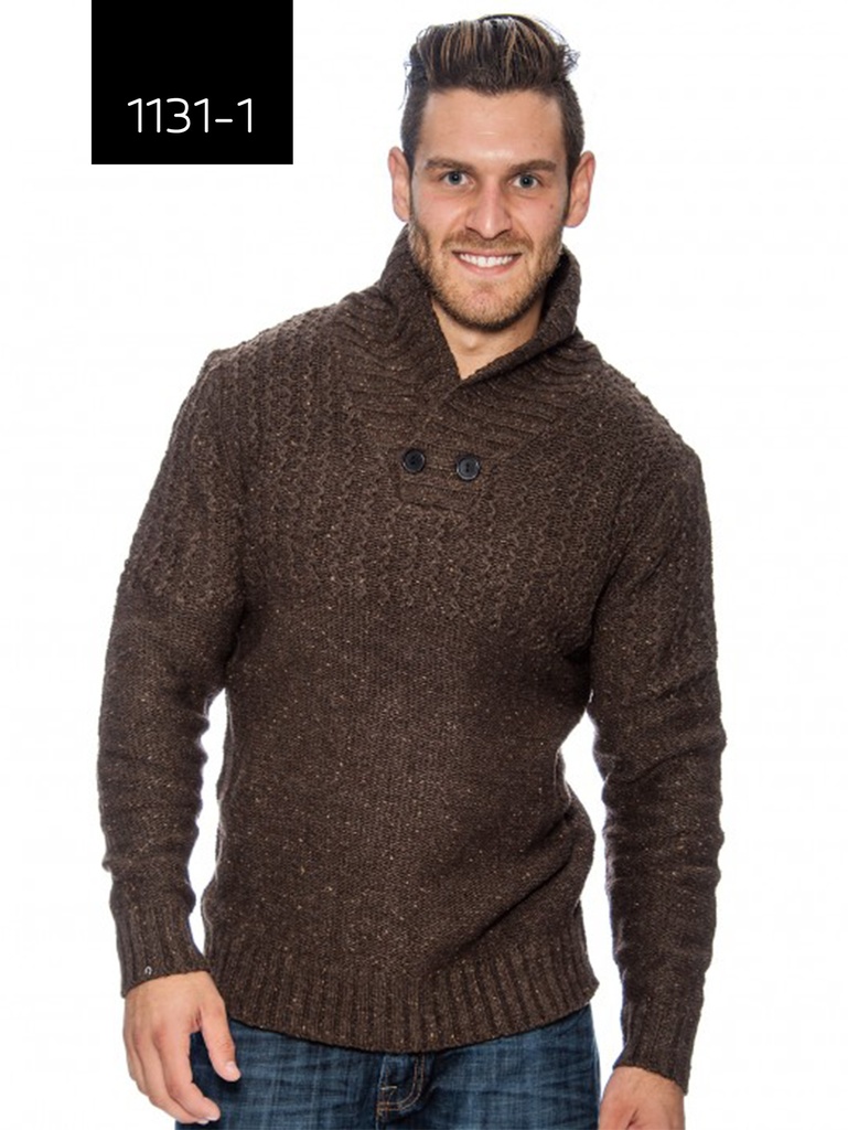 Men's Dark Chocolate Shawl-Collar Knit Sweater – L.A