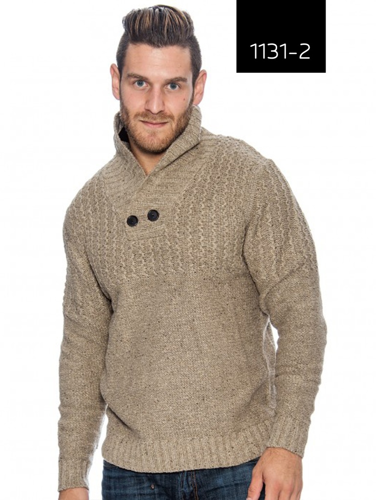 Men's Oatmeal Shawl-Collar Knit Sweater – L.A