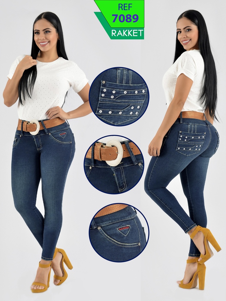 Women's Dark Navy Butt Lift Skinny Jeans 7089
