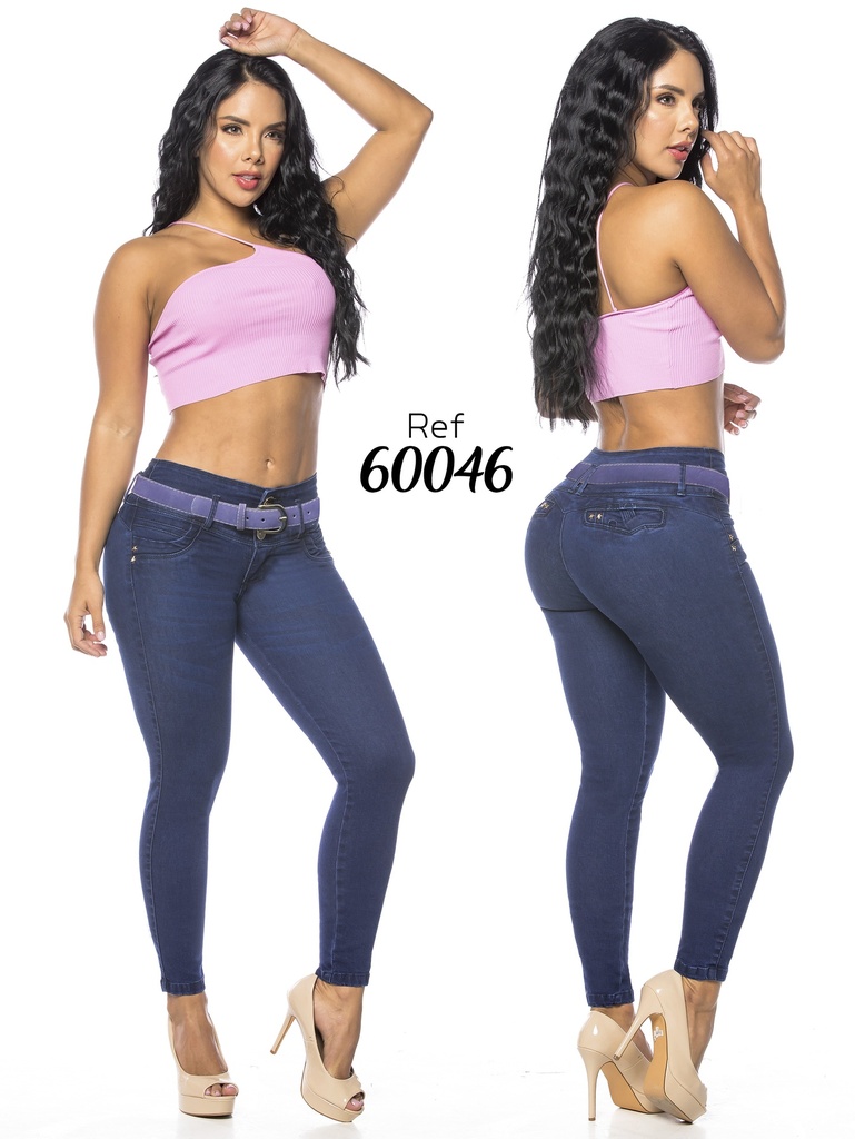 Jeans Levantacola Ajustados Azul Marino para Mujer 60046