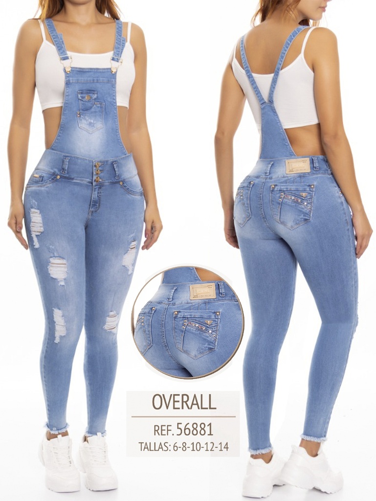 Jeans Jardinera de Mezclilla Lavado Claro para Mujer 36881