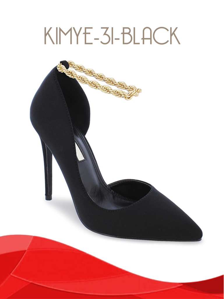 [210KIMYE31B7.5] Women's Black Ankle Strap Pointed Toe Stiletto Heels Kimye-31