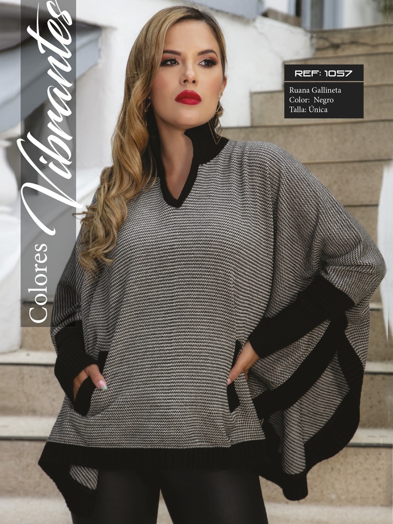 [3221057] Women's Heather Gray Poncho Sweater V-Neck Sweater 1057