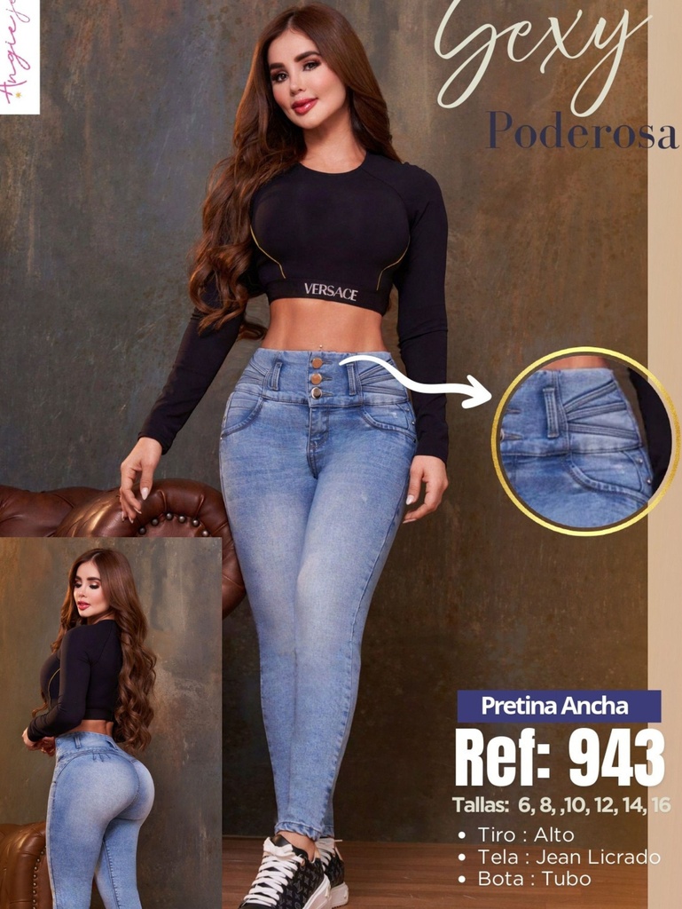 [29094303] Colombian Butt Lifting Skinny Jeans 943 – Wide Waistband, Light Wash (3)