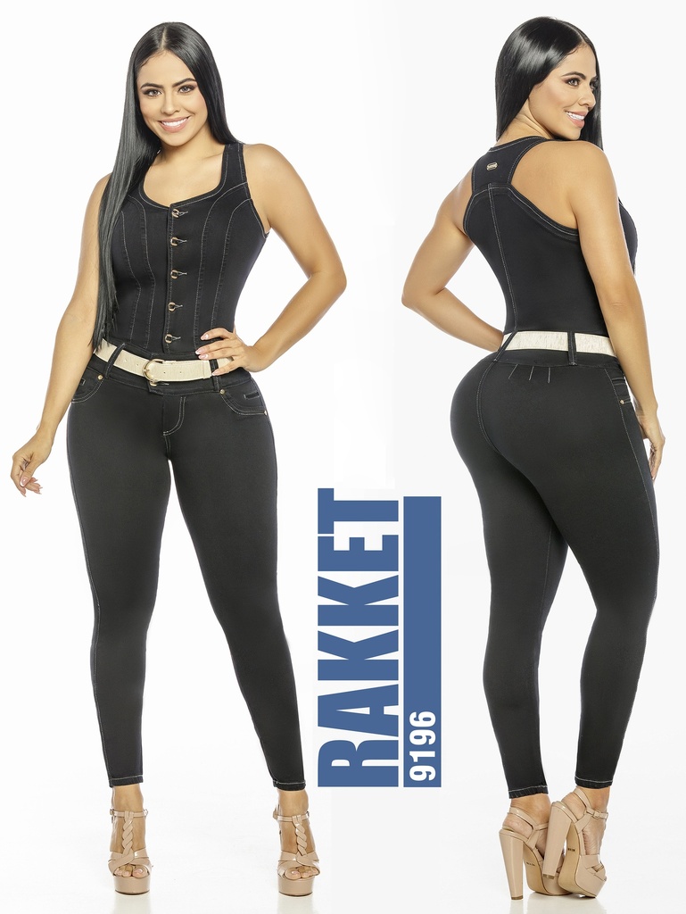 [2619196R03] Women's Black Sleeveless Butt Lift Jumpsuit 9196