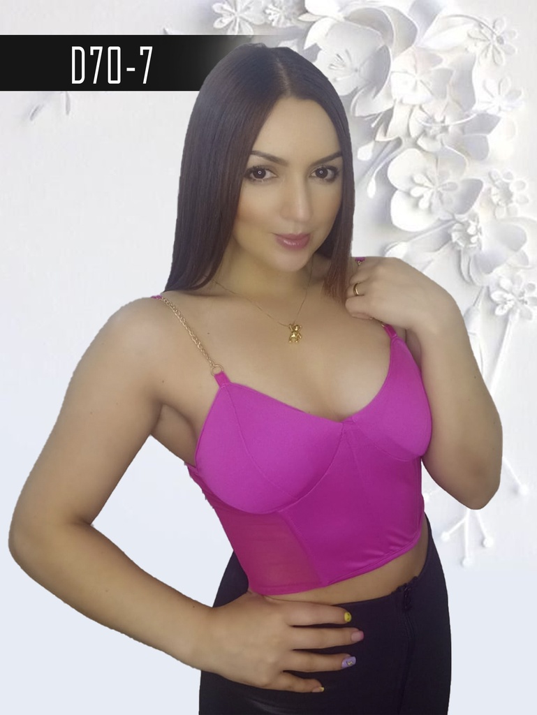 Crop Top Estilo Corsé Fucsia para Mujer D70-7