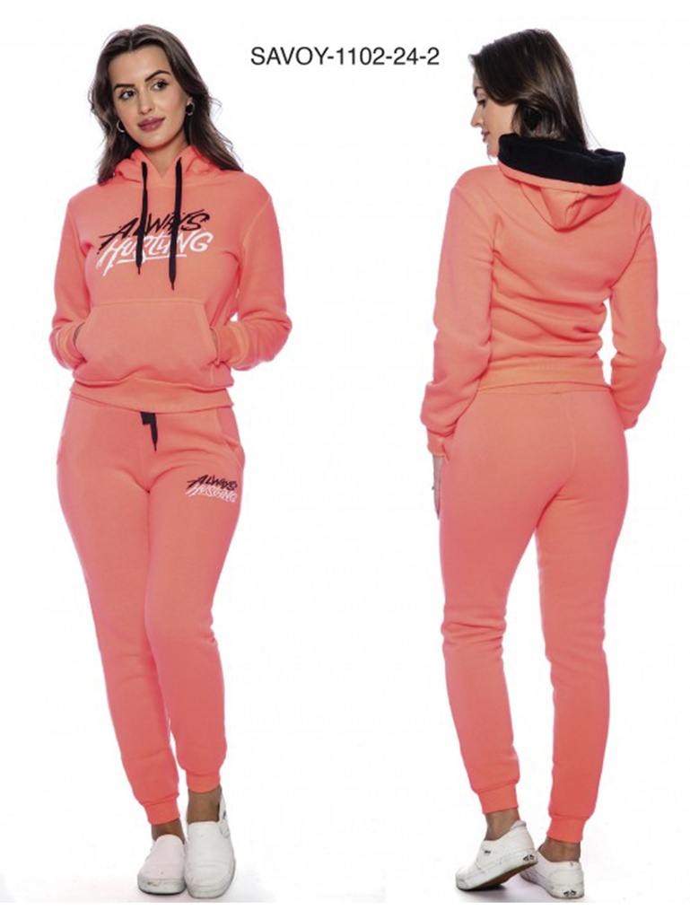 [200SAVOY1102242XXL] Women's Coral Hoodie & Joggers Activewear Set Savoy-1102-24-2