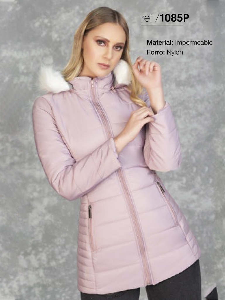 [3471085PRS] Women's Lilac Faux Fur Hooded Puffer Parka Jacket 1085P