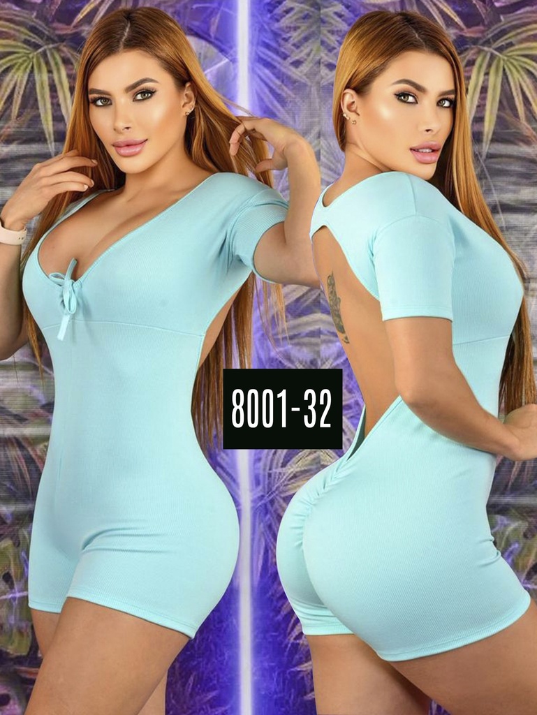 Women's Mint Short Sleeve Romper Activewear Set 8001-32