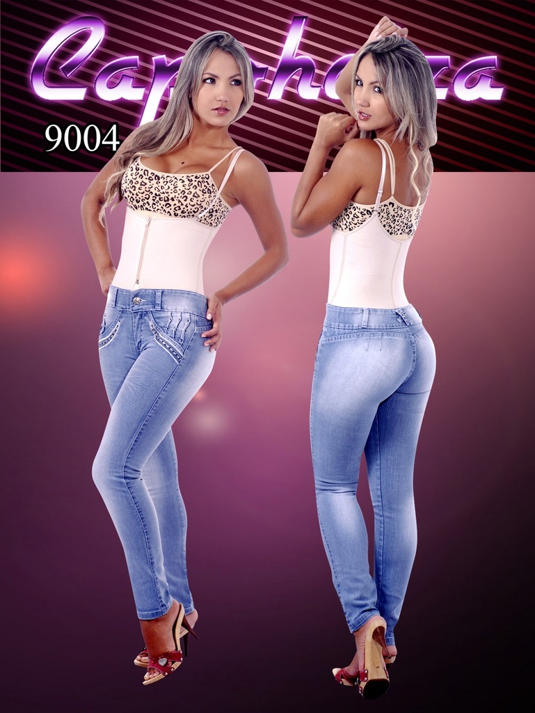 [102900401] Jeans Levantacola Ajustados Lavado Claro para Mujer 9004