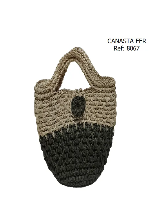 [3668067] Women's Natural & Forest Green Basket Handbag Handwoven Bag 8067