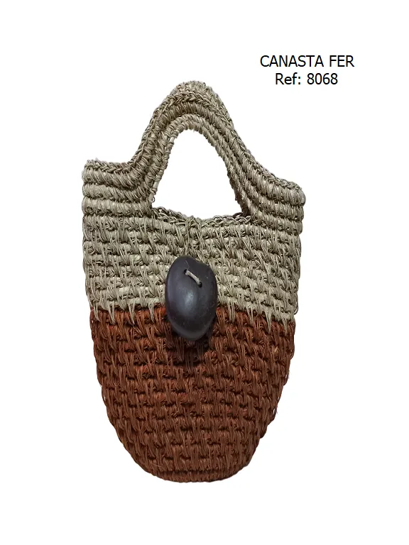 [3668068] Women's Natural & Terracotta Basket Handbag Handwoven Bag 8068