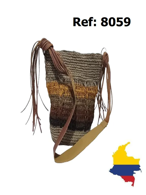 Bolso Tejido Cruzado con Flecos Multicolor para Mujer 8059