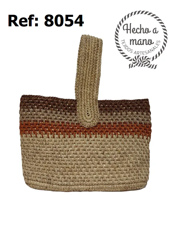 [3668054] Women's Brown & Natural Straw Tote Handwoven Bag 8054