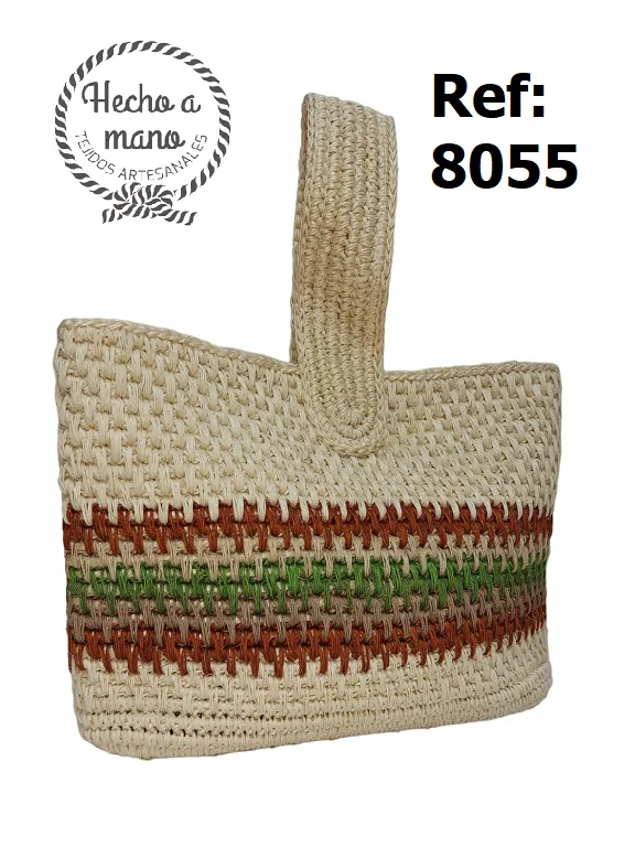 [3668055] Women's Striped Natural Straw Tote Handwoven Bag 8055