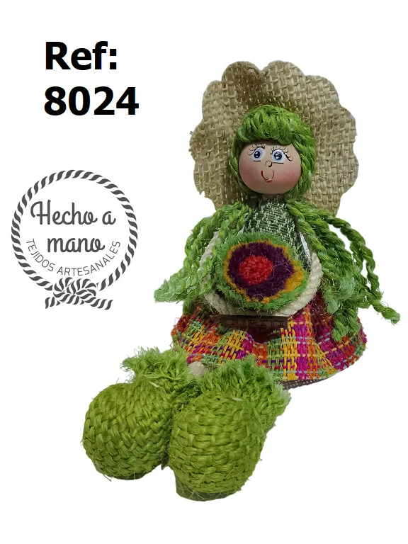 Muñeca Artesanal Cabello Verde para Mujer 8024