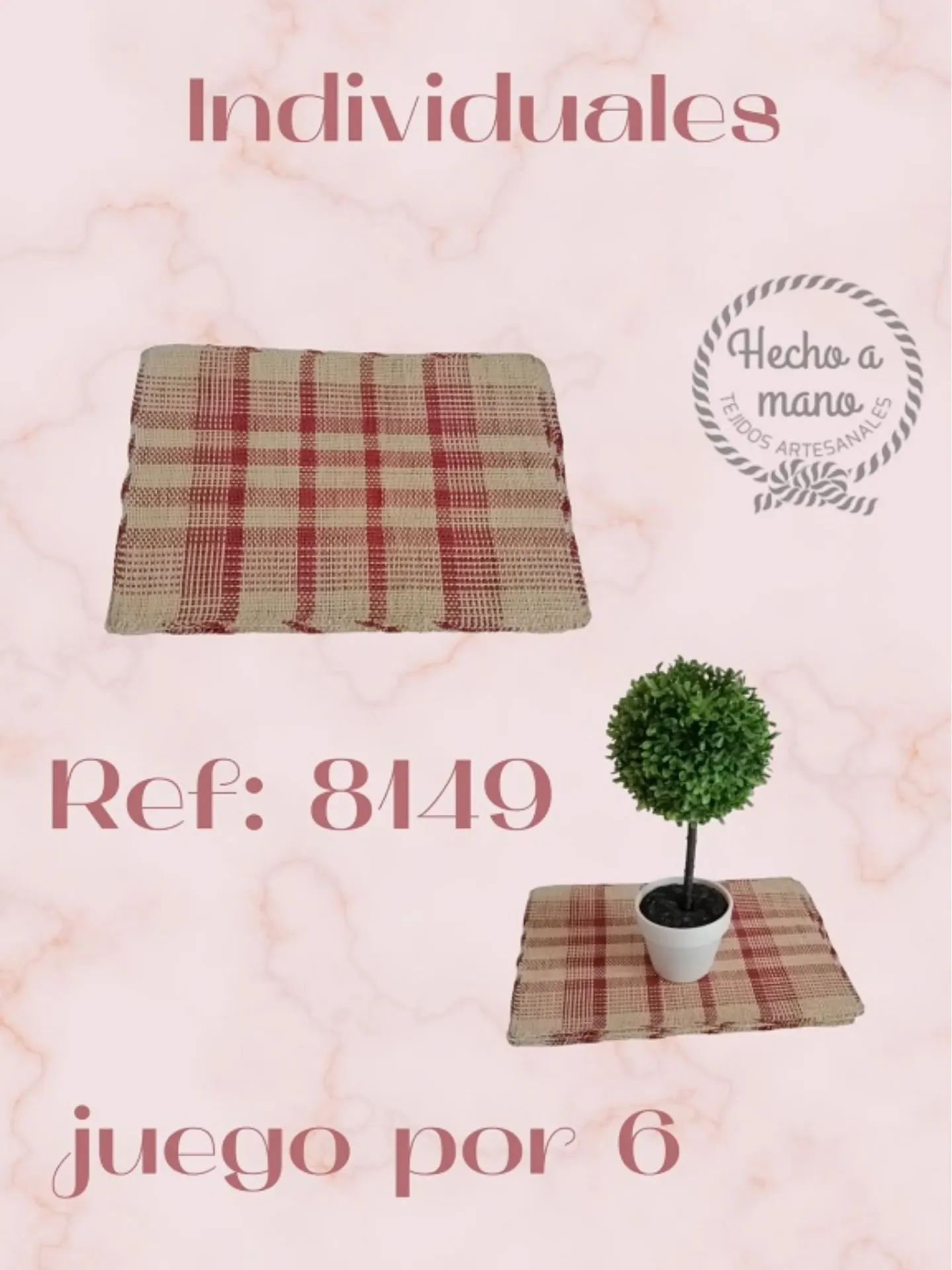 Individuales Tejidos Cuadros Rosado para Mujer 8149