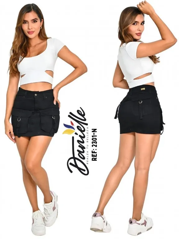 Falda Mini Cargo Negro para Mujer 3301-N