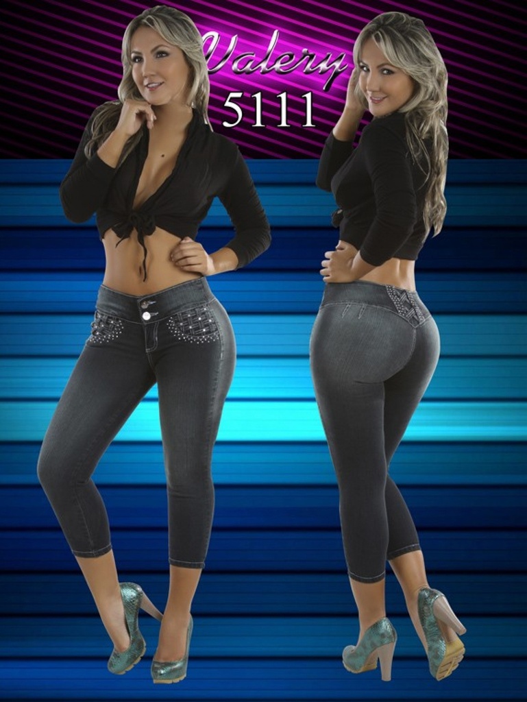 Jeans Capri Tiro Alto Levantacola Negro para Mujer 5111