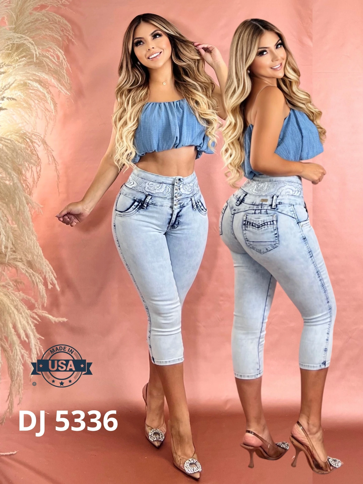 Jeans Capri Levantacola Lavado Claro para Mujer DJ-5336