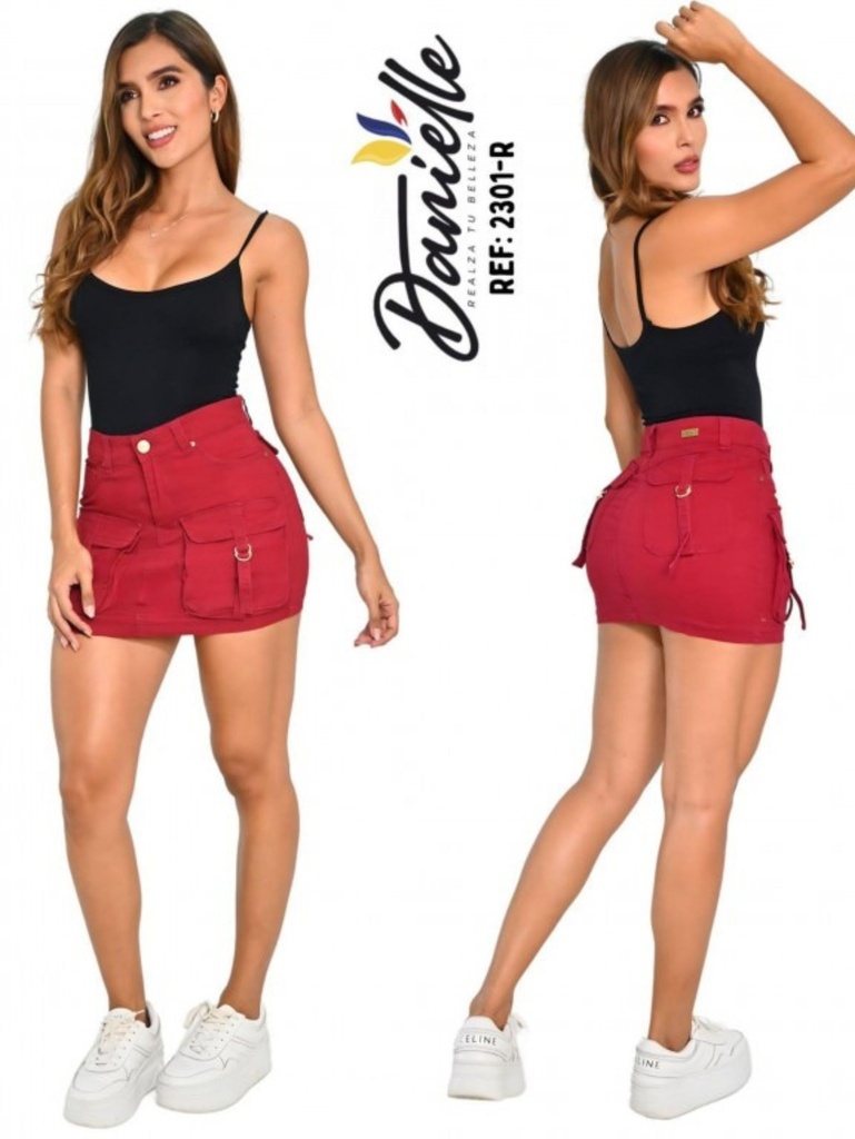 Falda Mini Cargo Rojo para Mujer 3301-R
