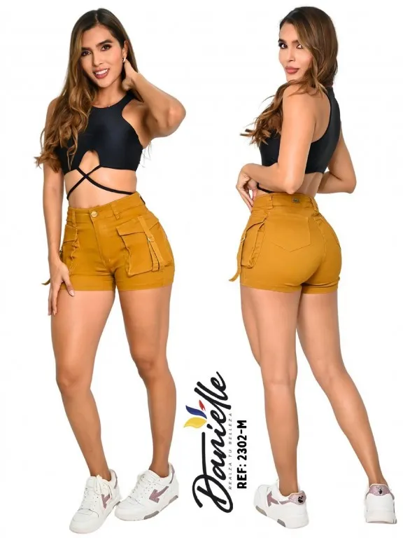 Short Elásticos Levantacola Mostaza para Mujer 1092302-M