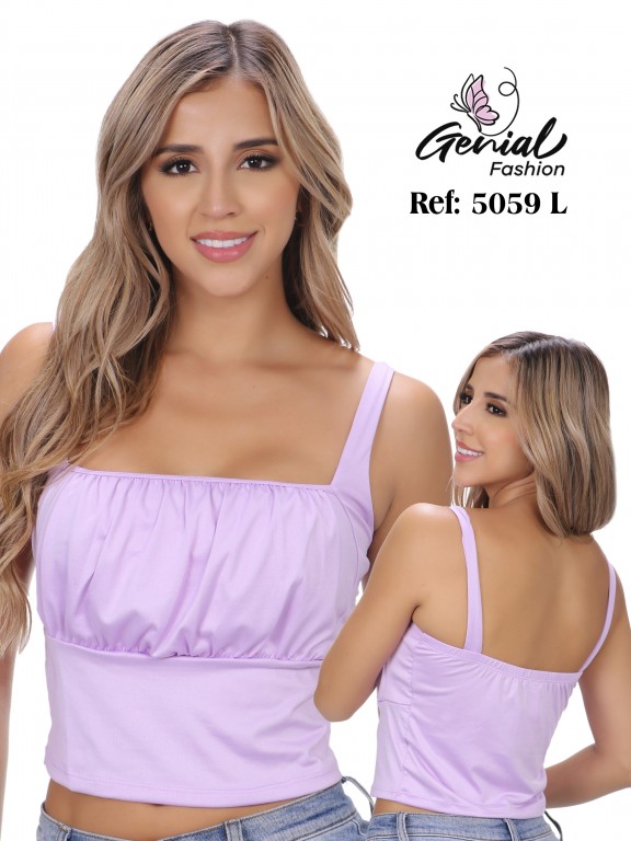 Crop Top Camisola Escote Cuadrado Lila para Mujer 5059L