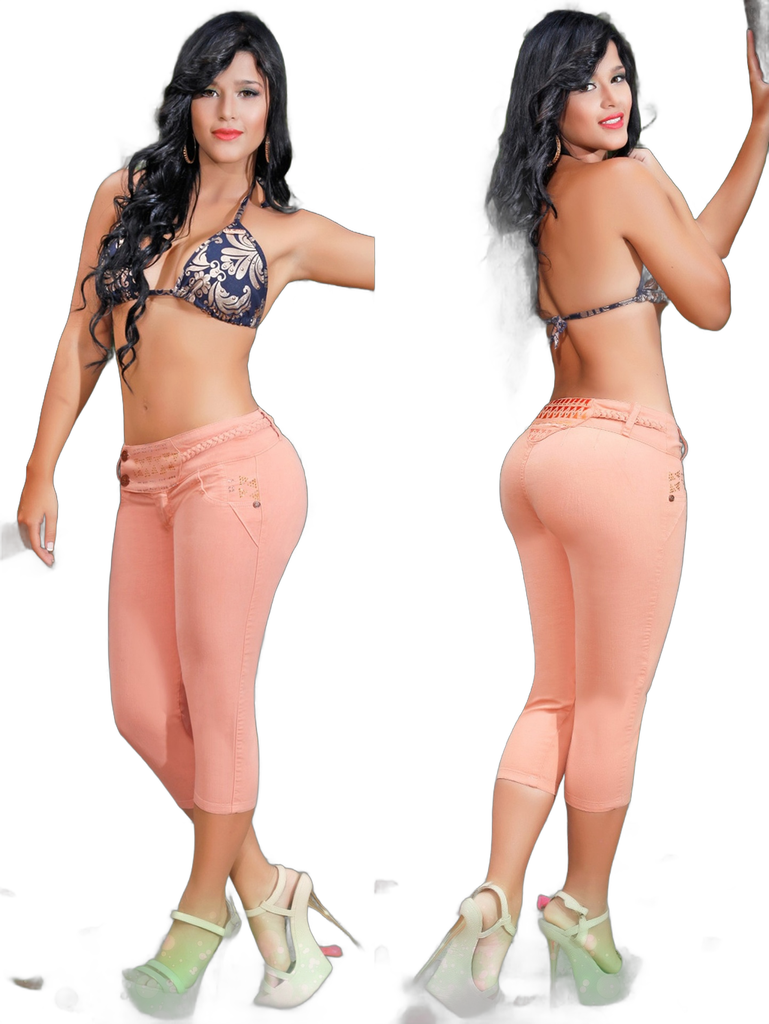 Jeans Capri Levantacola Coral para Mujer 000101734701