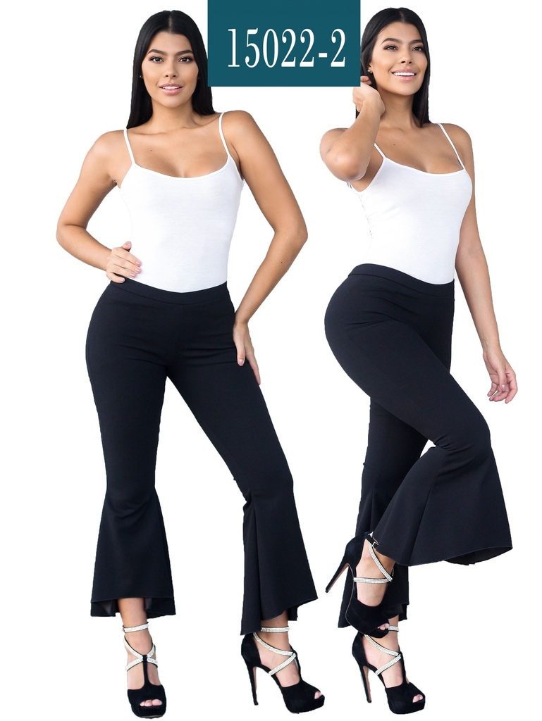 Women's Black Flare High Waist Pants 15022-2