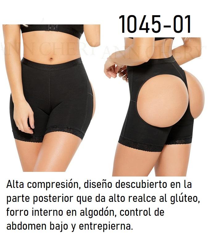 [1281045XS01] Women's Black Butt Lifter Open Back Shorts Shapewear Body Shaper 1045-01 (XS)