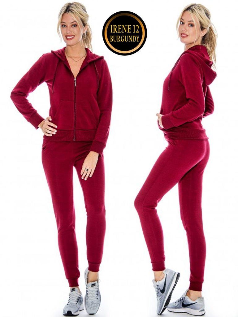 [200012VXL] Conjunto Deportivo Sudadera con Cierre y Jogger Vino Tinto para Mujer 0012-VX (XL)