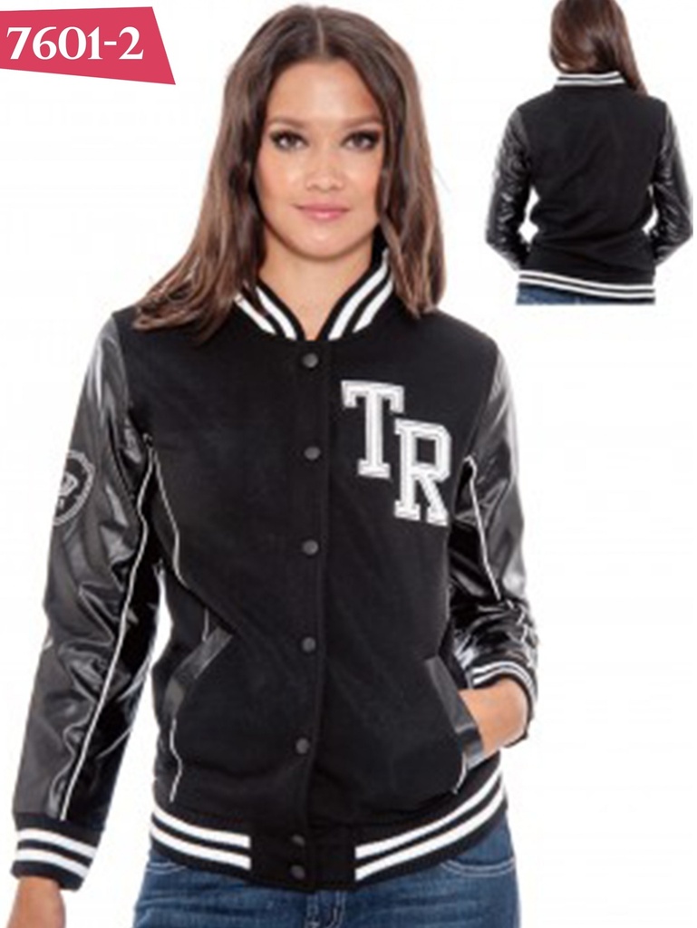 Chaqueta Chaqueta Varsity Negro para Mujer 7601-2