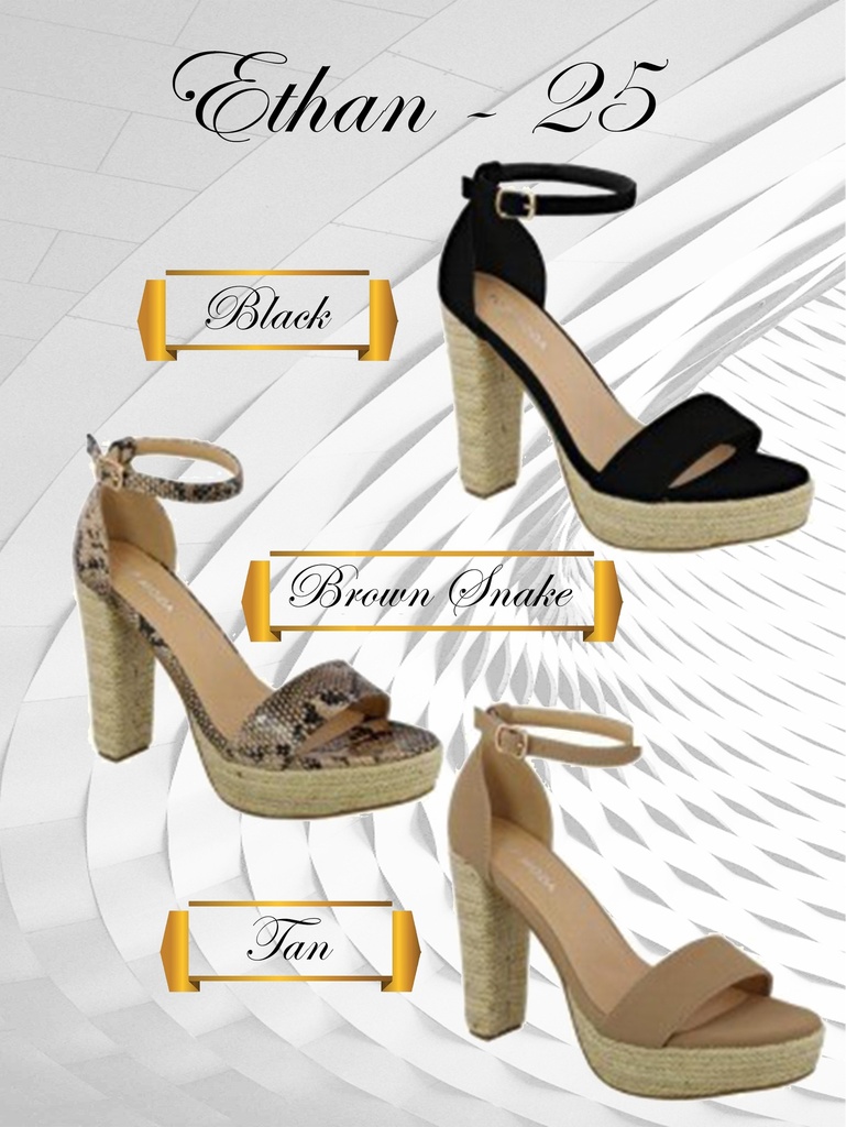 Women's Black Platform Ankle Strap Block Heel Heels Ethan-25