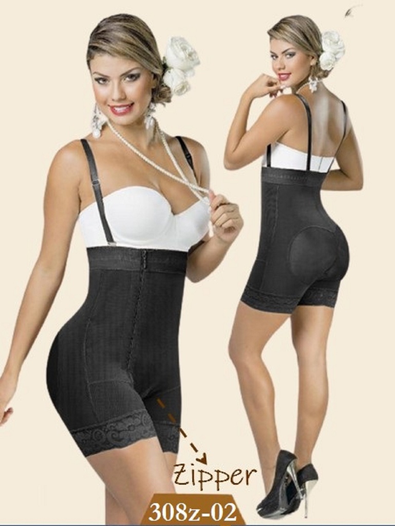 Women's Black Zipper High Waist Short Shaper Shapewear Body Shaper 308Z-02