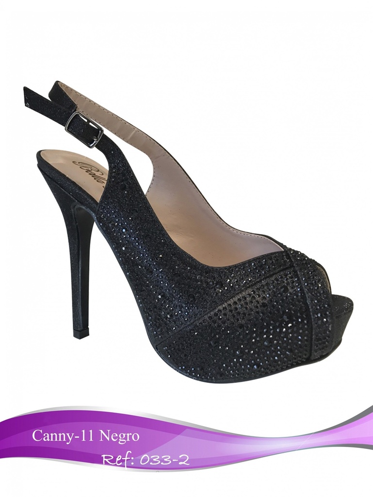 Tacones Peep-Toe con Tira Trasera Negro Brillante para Mujer Canny-11