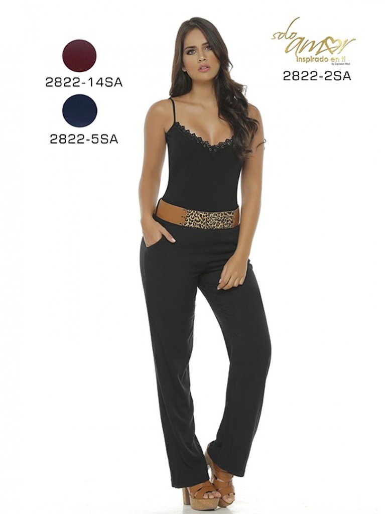Enterizo Tirantes Pierna Recta Negro para Mujer 2622-25SA