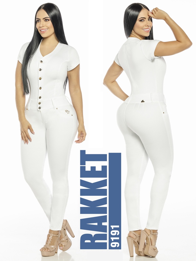Enterizo Manga Corta Levantacola Blanco para Mujer 9191