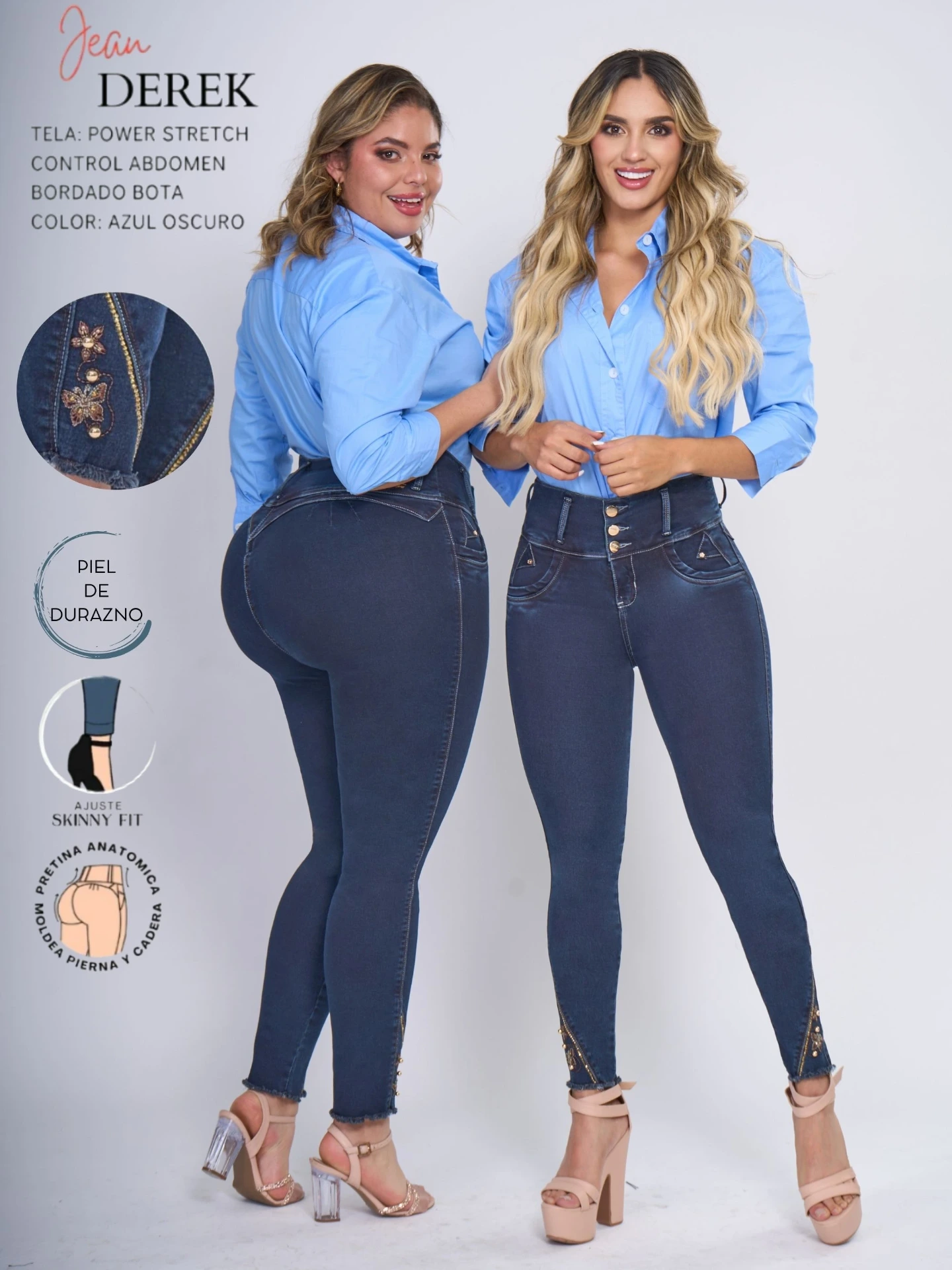 Women's Dark Navy Distressed Butt Lift Skinny Jeans Dereck