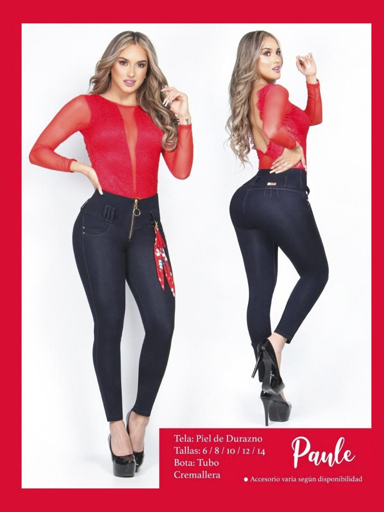 Jeans Levantacola Ajustados Negro para Mujer Paule