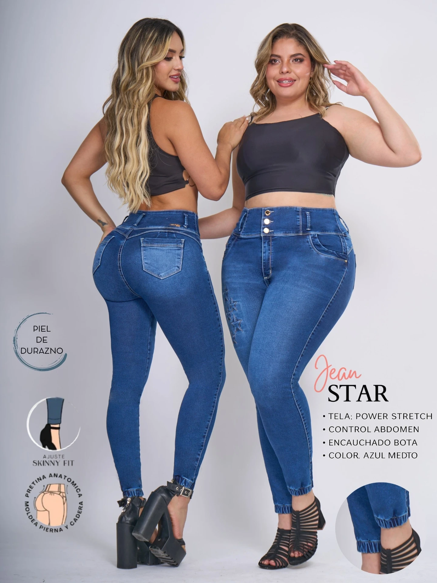 Jeans Levantacola Ajustados Azul Medio para Mujer Star