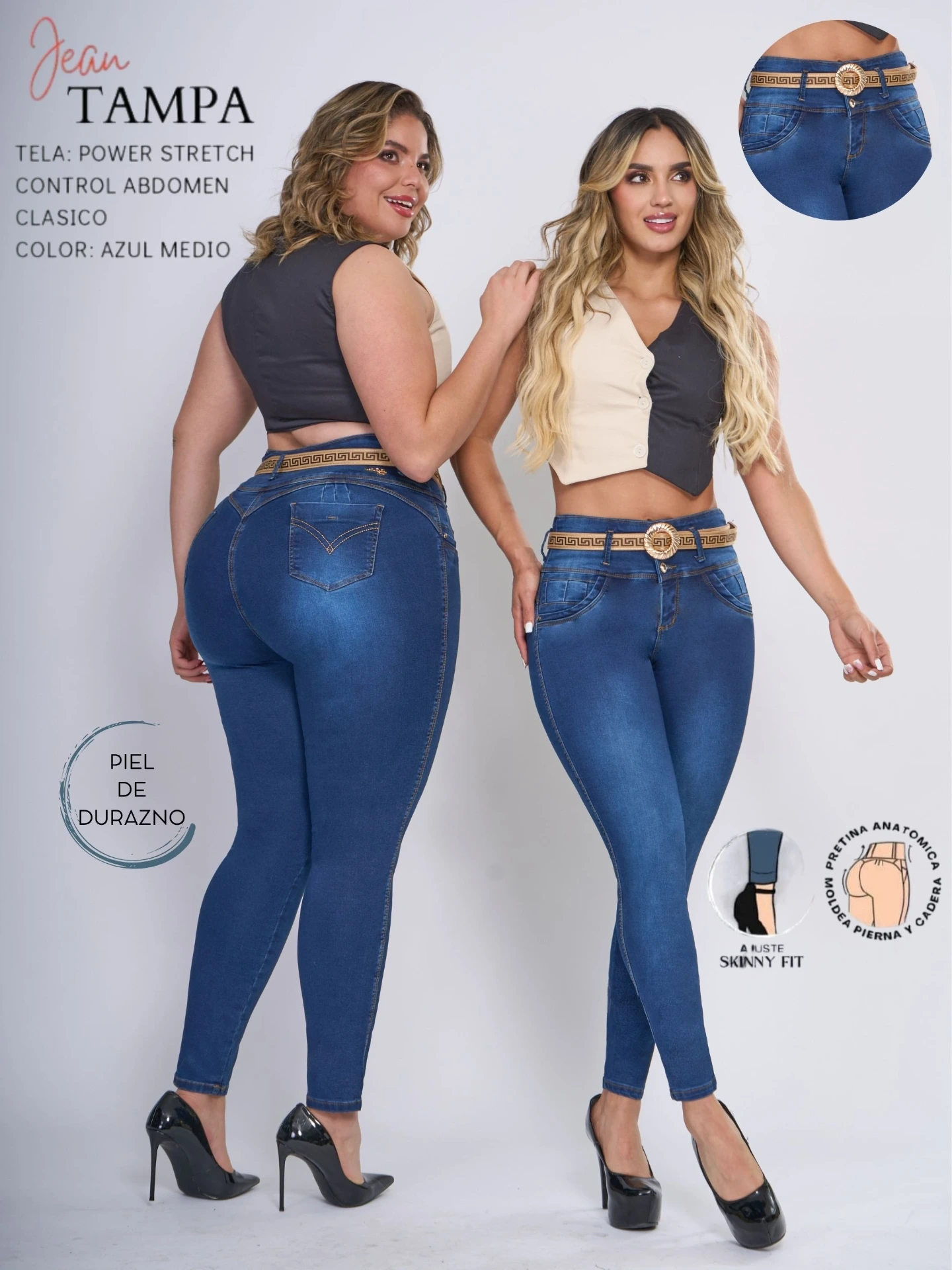 Jeans Levantacola Ajustados Azul Oscuro para Mujer Tampa