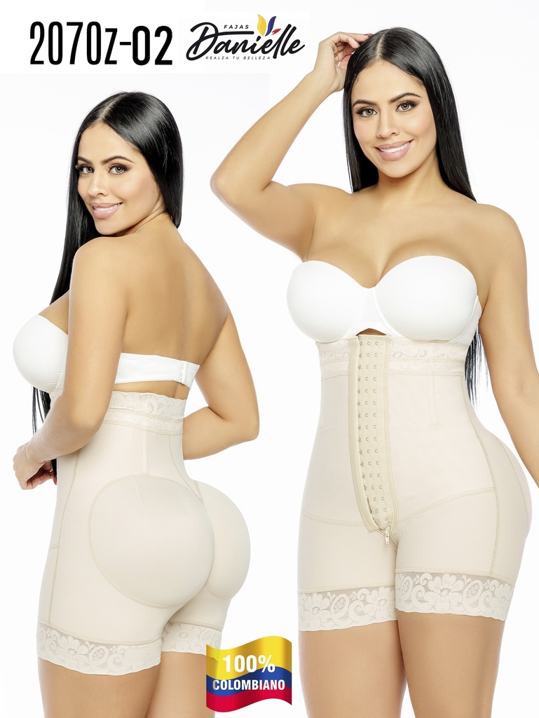 [3112070ZS02] Women's Beige High Waist Lace Hem Shaper Shorts Shapewear Body Shaper 2070Z-02 (S)