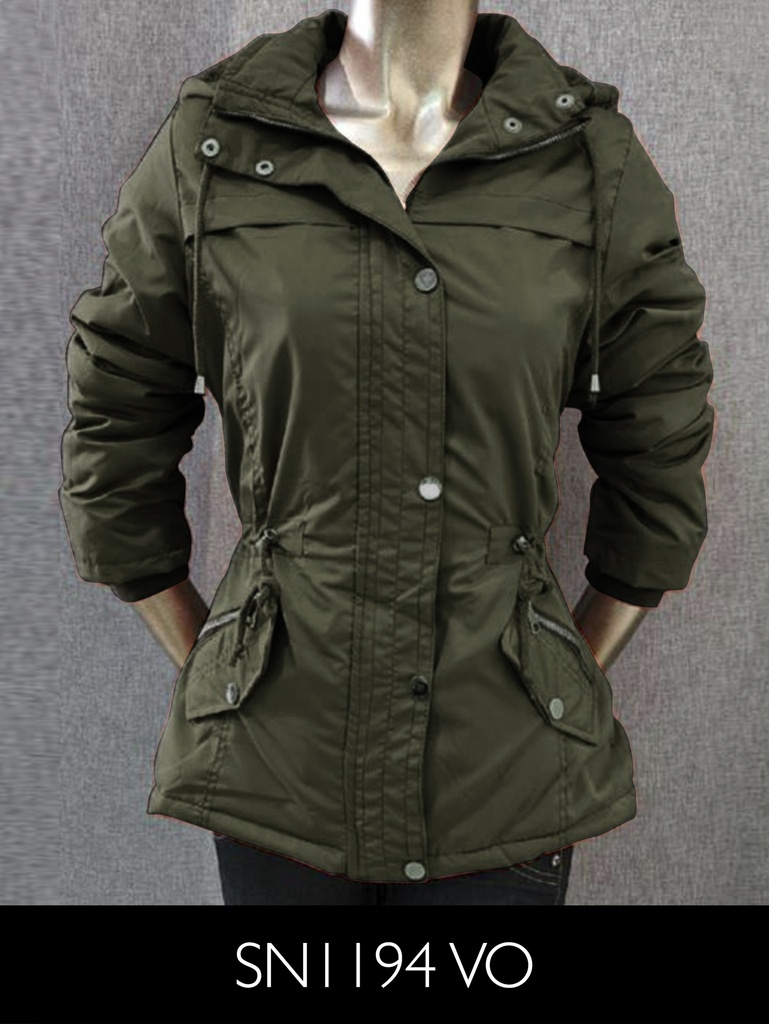 Chaqueta Parka con Capucha de Pelo Verde Oliva para Mujer SN1194VO