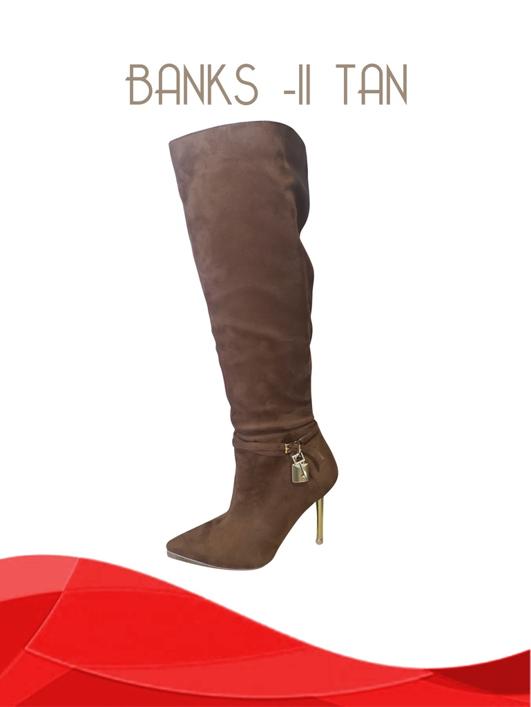Botas Altas con Tacón Fino y Cierre Lateral Camel para Mujer Banks-11